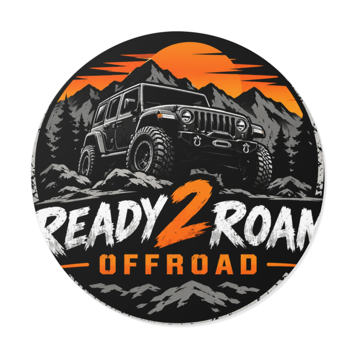 Ready 2 Roam Offroad Jeep Adventure Round Vinyl Sticker
